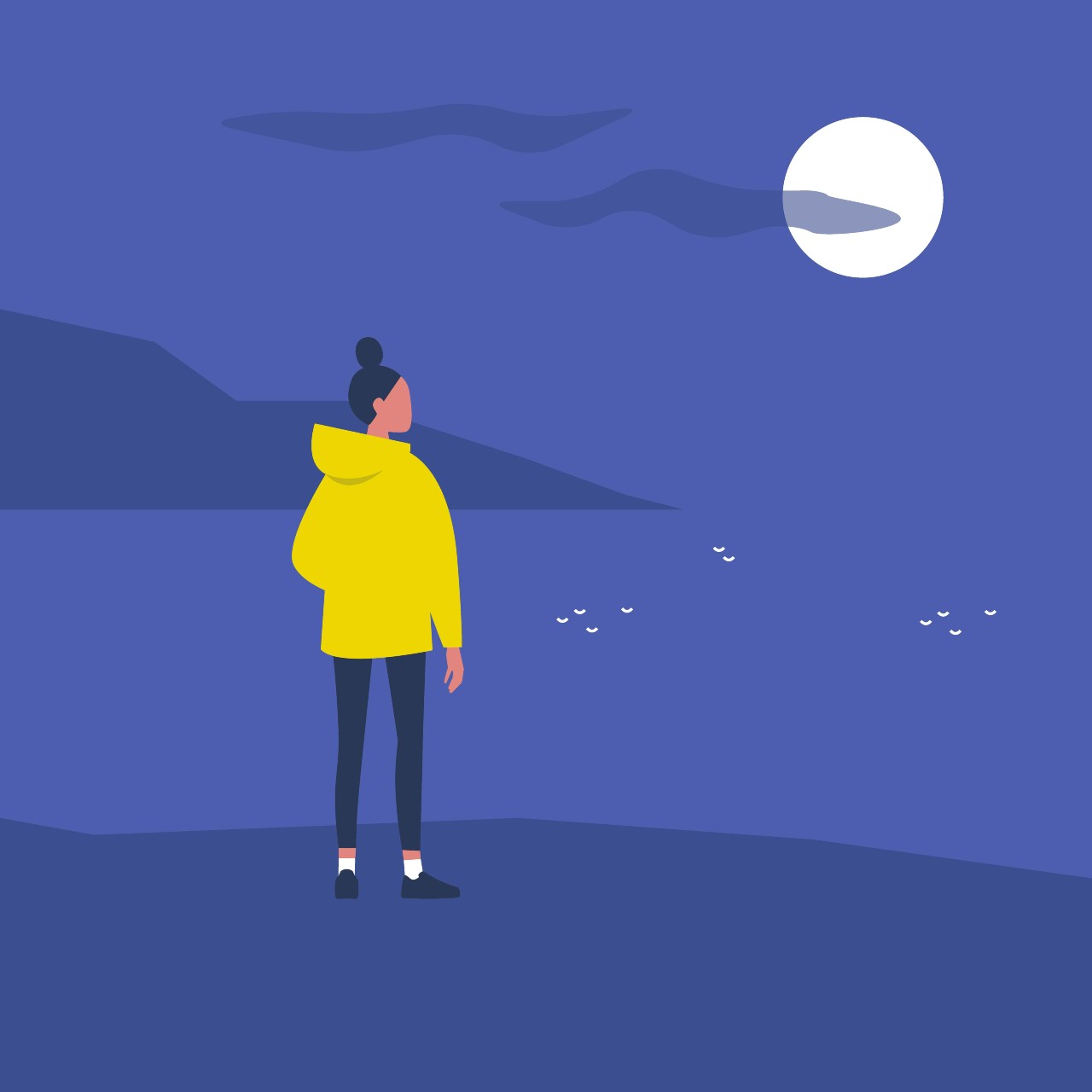 a person reflecting on their boundaries by open water