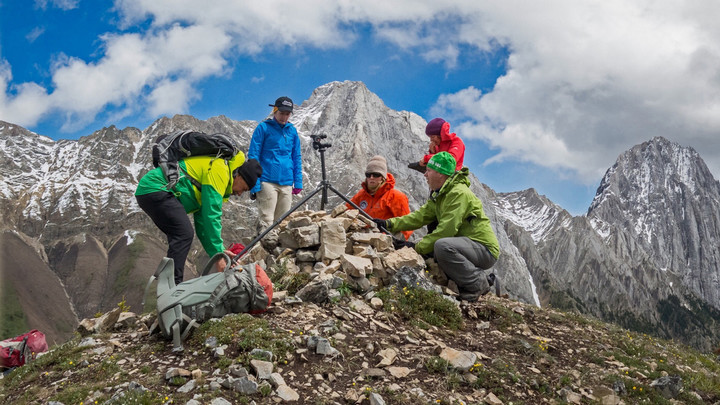 Students working in the field