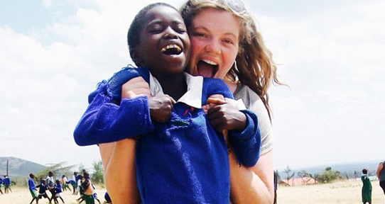Hanna Lewis with a Kenyan boy