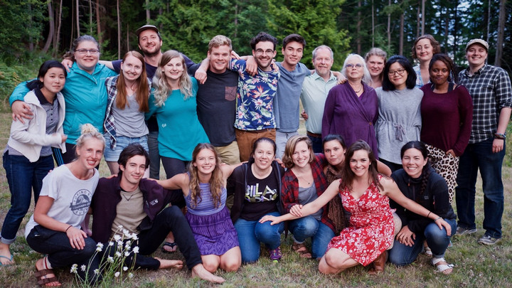 Students gathered at the Galiano field school