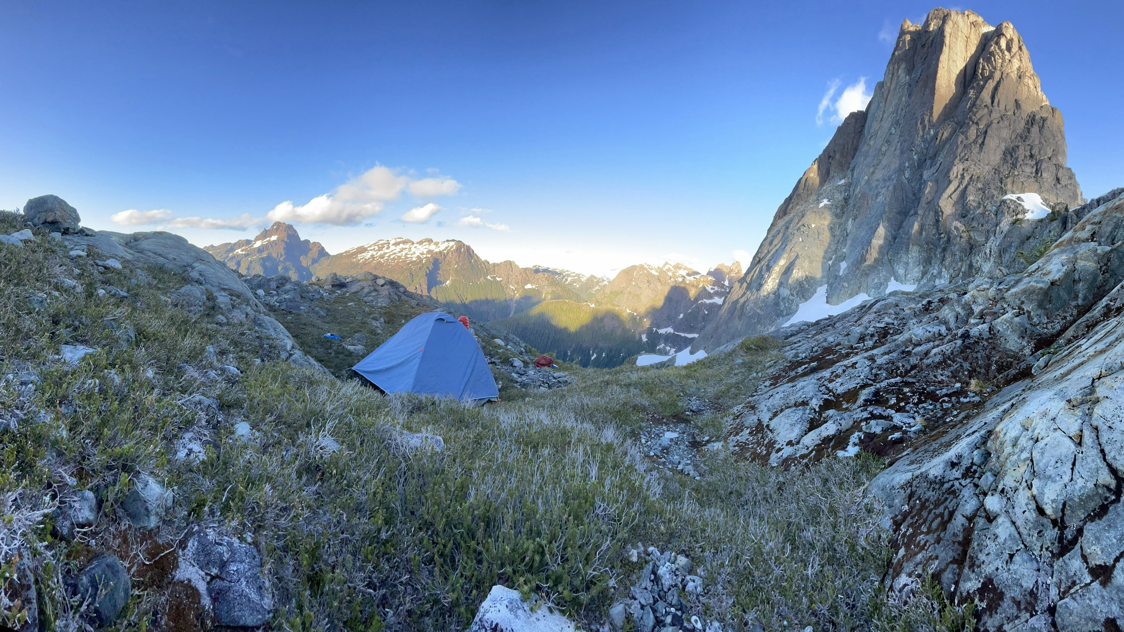 ES alumni Walker Tottman in the field camping on Mount Colonel Foster