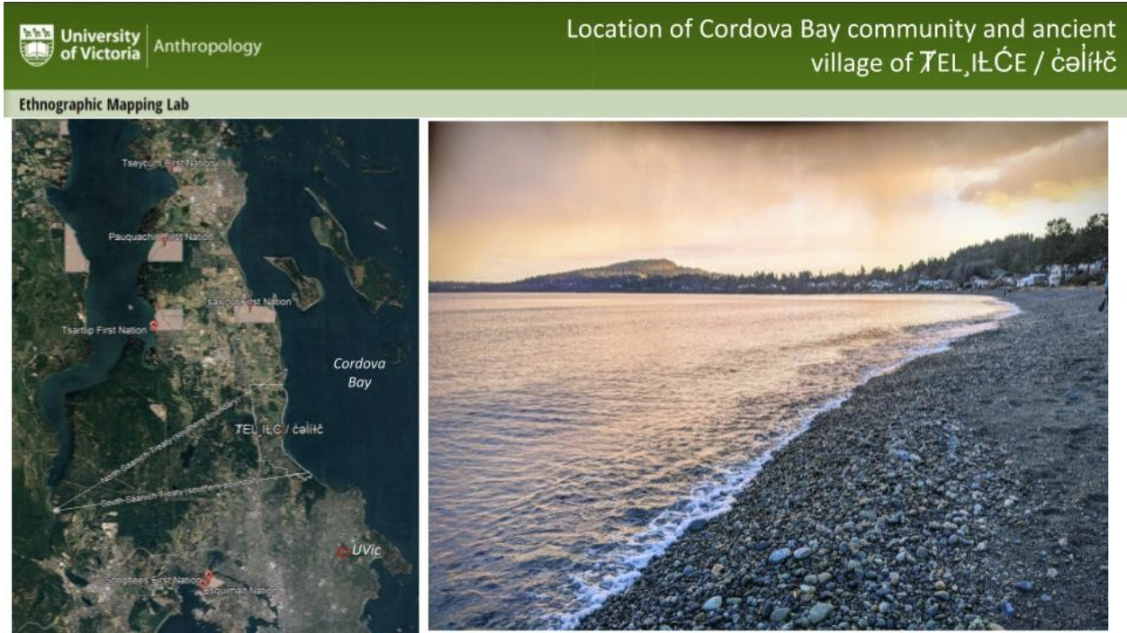ȾEL¸IȽĆE / c̓əl̓íɫč at Cordova Bay