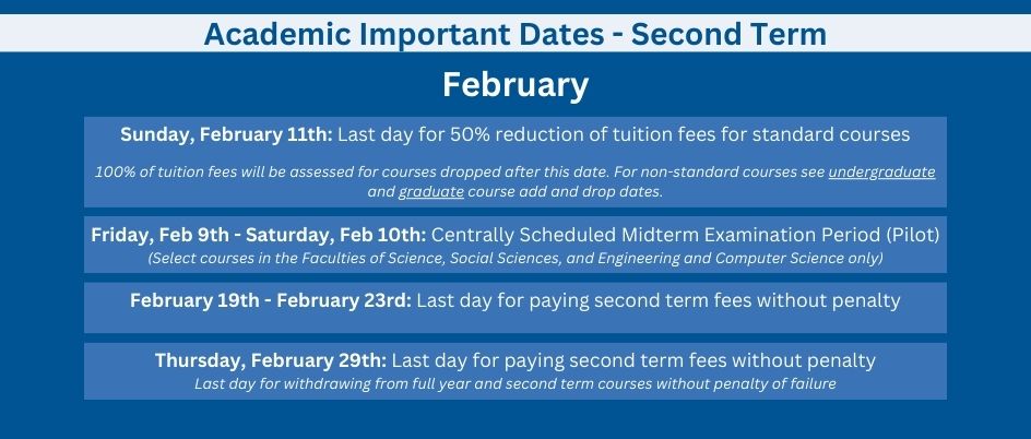 Academic Important Dates - February