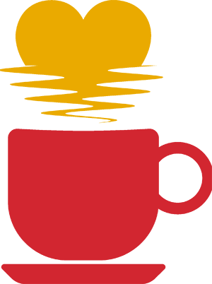 illustration of coffee cup with steam in the shape of a heart above