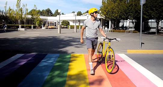 Rainbow crosswalk at UVic