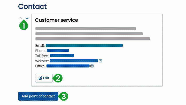 Interface for managing points of contact