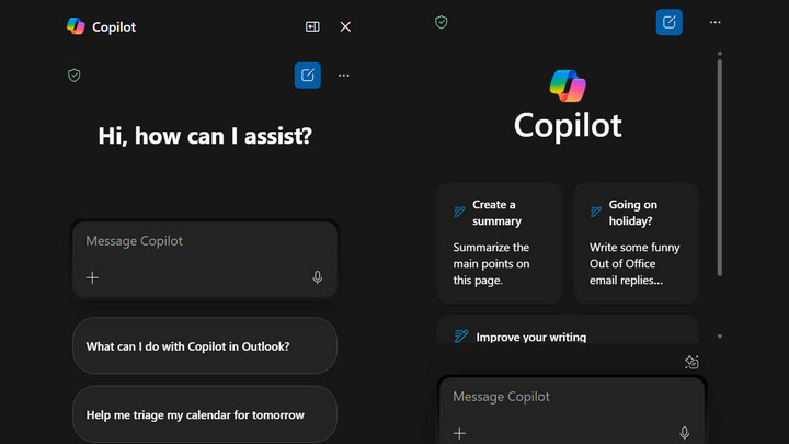 M365 Copilot chat sidebar UI