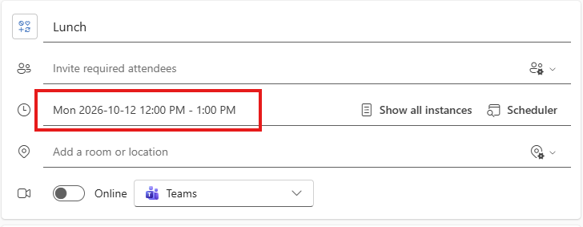 screenshot of Outlook calendar options