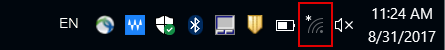 The network icon on the taskbar