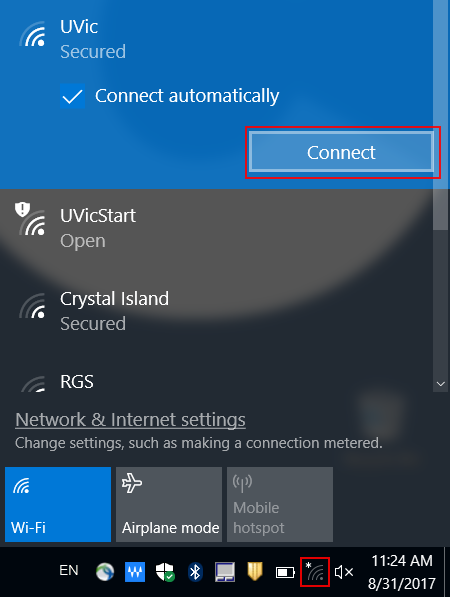 The UVic wireless network selected