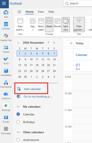 screenshot of the add to calendar button in Outlook