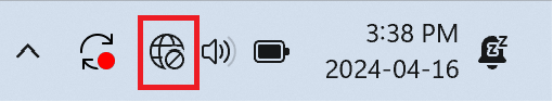 Windows 11 network icon in the system taskbar