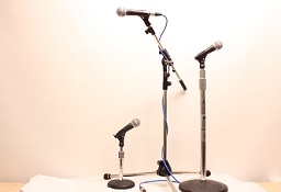 Wired microphones on stands