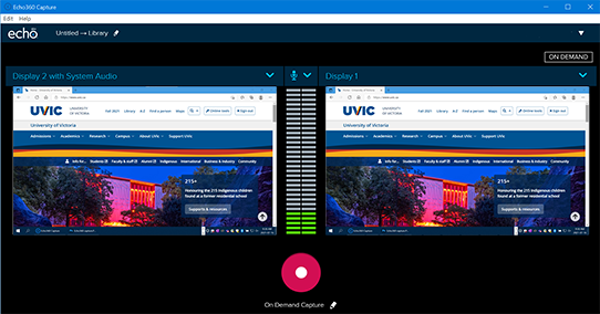 screenshot of the echo360 capture application