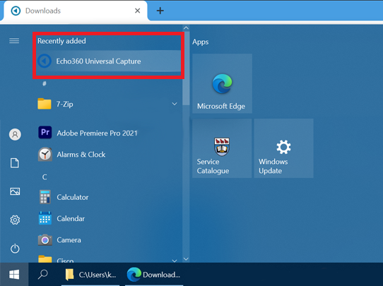 screenshot of echo360 application in windows viewer