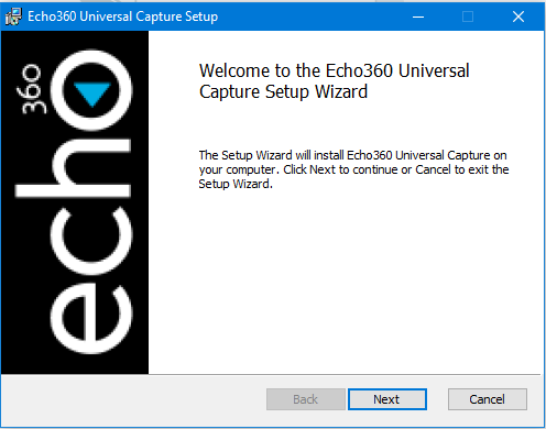 screenshot of echo360 setup wizard