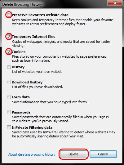 make selection click on delete