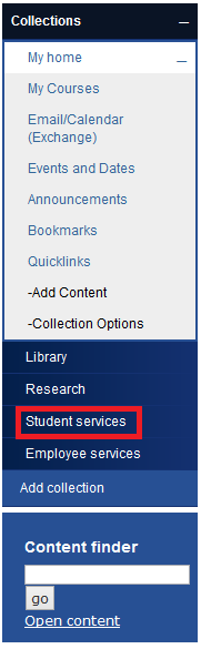 Click on Student services, located on the left hand side of the screen