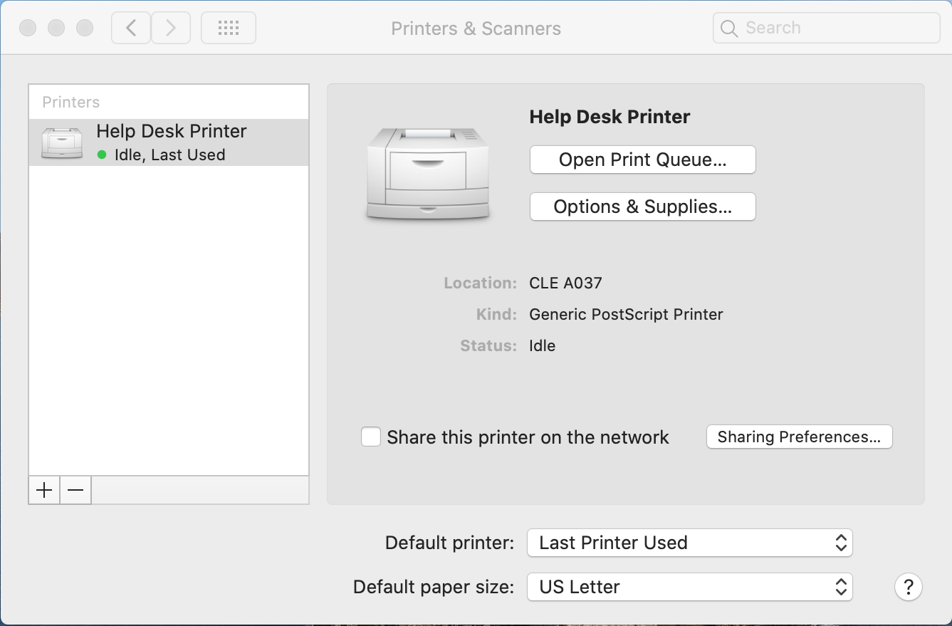 Printer Details