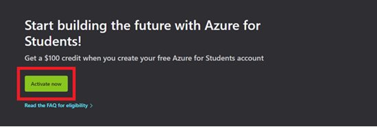 Screenshot of Azure Dev Tools for Teaching activation page
