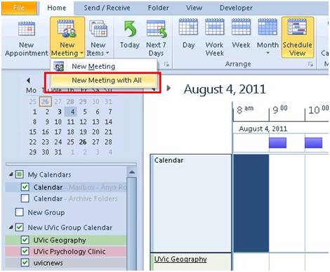 Create A Group Schedule Outlook 2010 And 2013 University Of Victoria