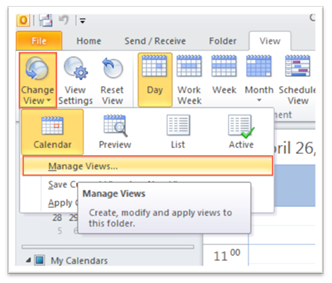 Modify calendar view: Outlook 2010 and 2013 - University ...