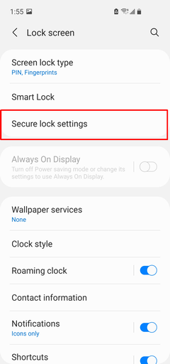 secure lock settings