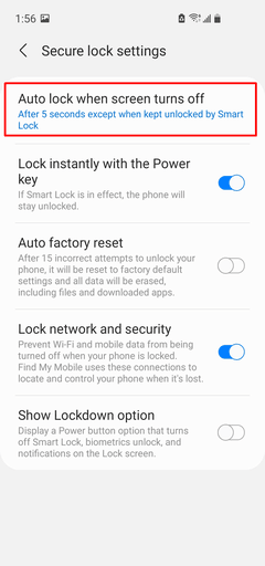 Auto lock screen