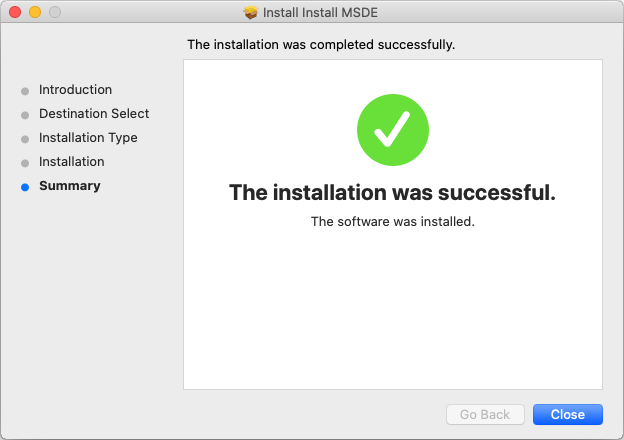 Installation Successful Window