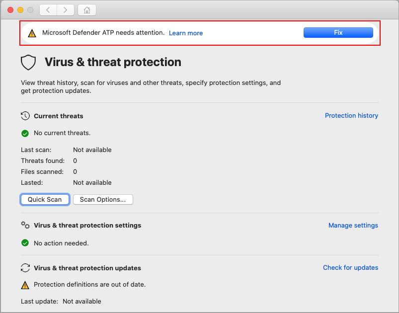 Microsoft Defender ATP Fix