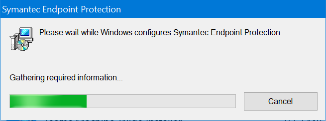 SEP uninstall progress bar