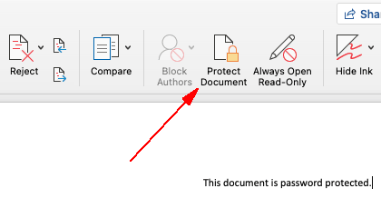 locking text in an mac office 365 document