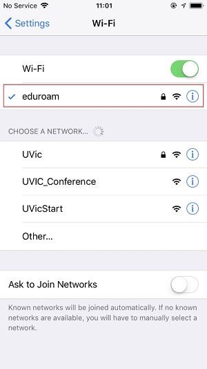 eduroam connection confirmed
