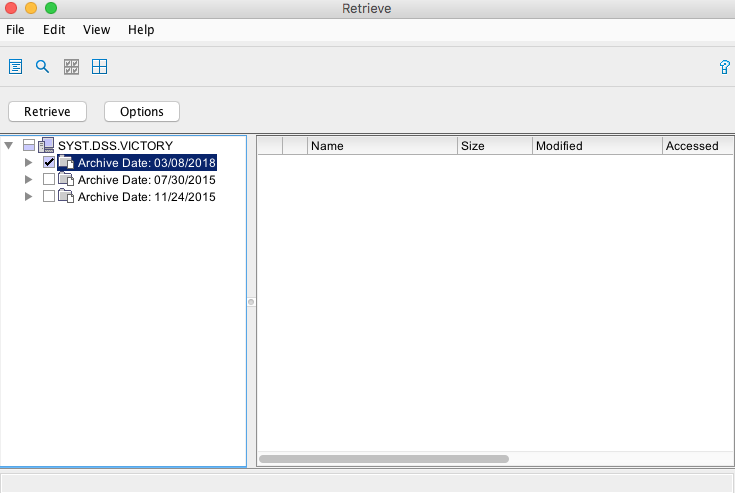 retrieve data window