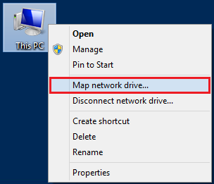 right click on pc and select map network drive