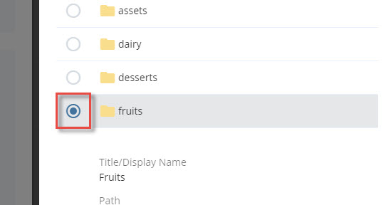 click on the radio button beside fruits