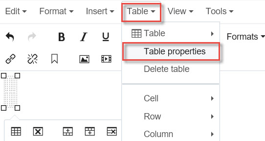click on table and select table properties