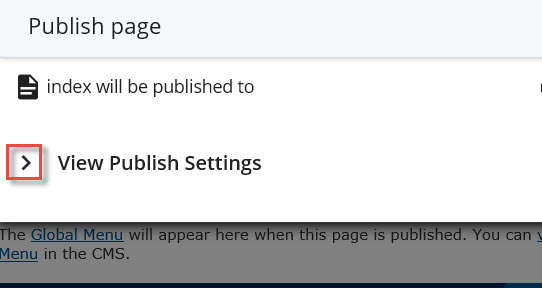 view publish settings