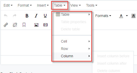 table drop down
