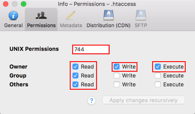 Cyberduck set file permissions