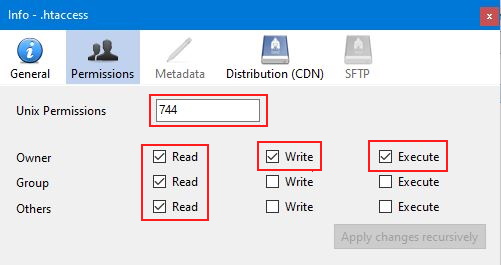 set file permissions