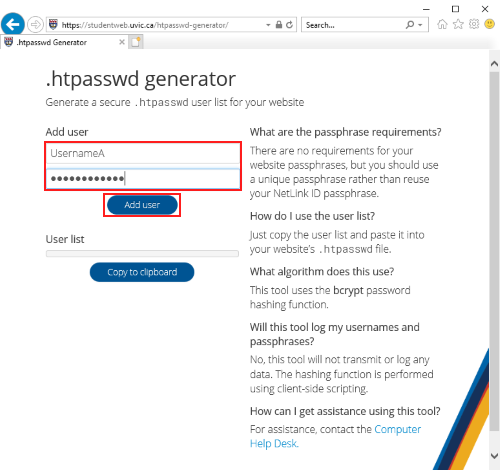 create hashed password