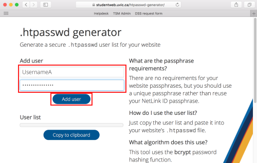 create hashed password