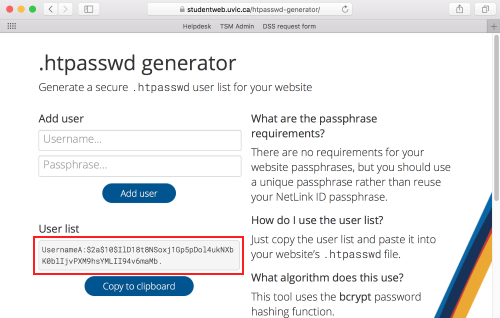 copying hashed password