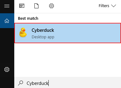 start menu launch cyberduck