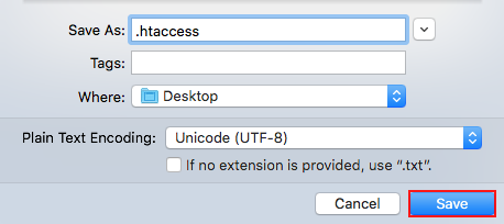 saving .htaccess file