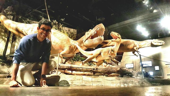 student at museum
