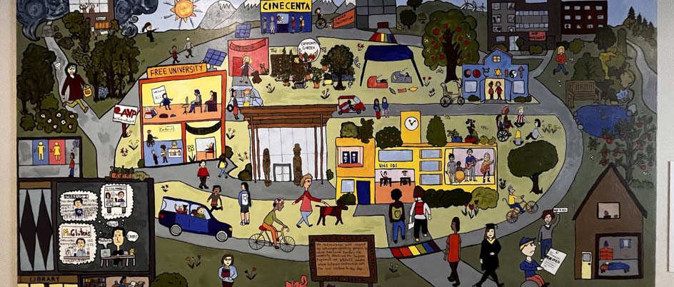 Student-made mural about belonging and access in education.