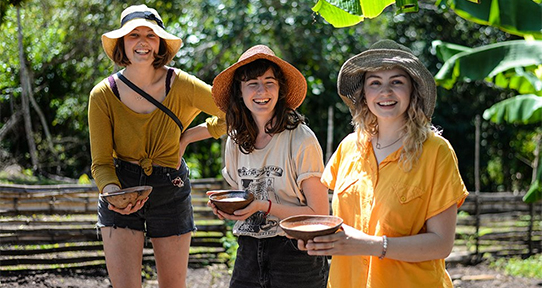 Three UVic students on a field school in Peru