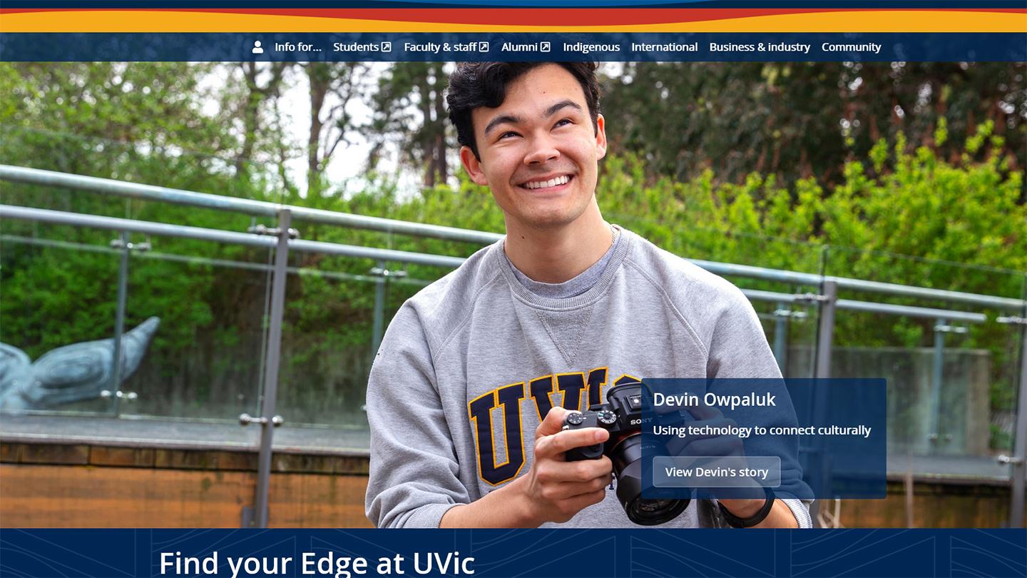 Screenshot of a jumbotron image on the UVic homepage